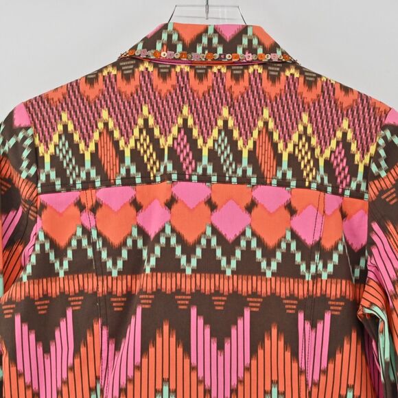 Vtg BEREK Jacket Womens Size M Multicolor Tribal Print Sequin Detail Long Sleeve - Picture 6 of 13